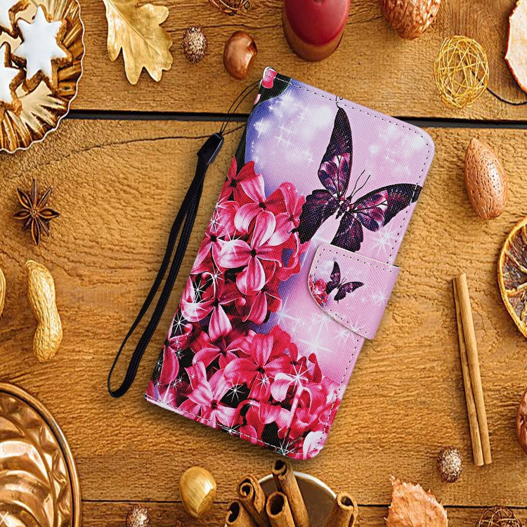 For Samsung Galaxy A02s(EU Edition) Colored Drawing Pattern Horizontal Flip Leather Case with Holder & Card Slots & Wallet & Lanyard(Red Flower Butterfly) by ViLi