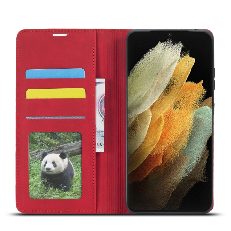 For Samsung Galaxy S21 Ultra 5G Forwenw Dream Series Oil Edge Strong Magnetism Horizontal Flip Leather Case with Holder & Card Slots & Wallet & Photo Frame(Red) - Galaxy S21 Ultra 5G Cases by Forwenw | Online Shopping UK | buy2fix