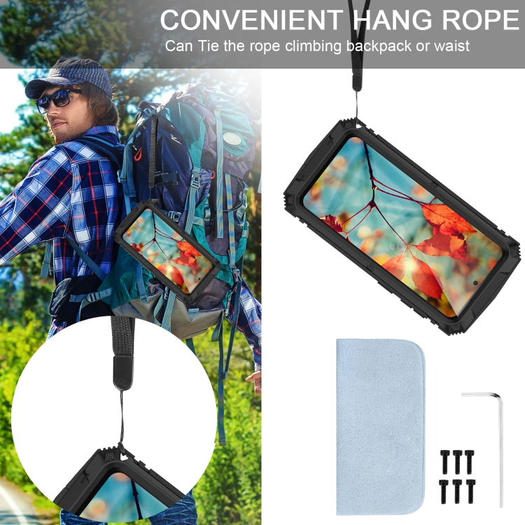 For Samsung Galaxy S21+ 5G R-JUST Shockproof Waterproof Dust-proof Metal + Silicone Protective Case with Holder(Black) by R-JUST