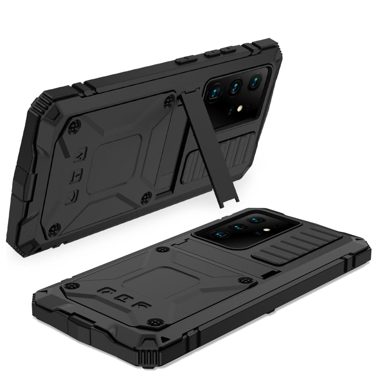 For Samsung Galaxy S21 Ultra 5G R-JUST Shockproof Waterproof Dust-proof Metal + Silicone Protective Case with Holder(Black) - Galaxy S21 Ultra 5G Cases by R-JUST | Online Shopping UK | buy2fix