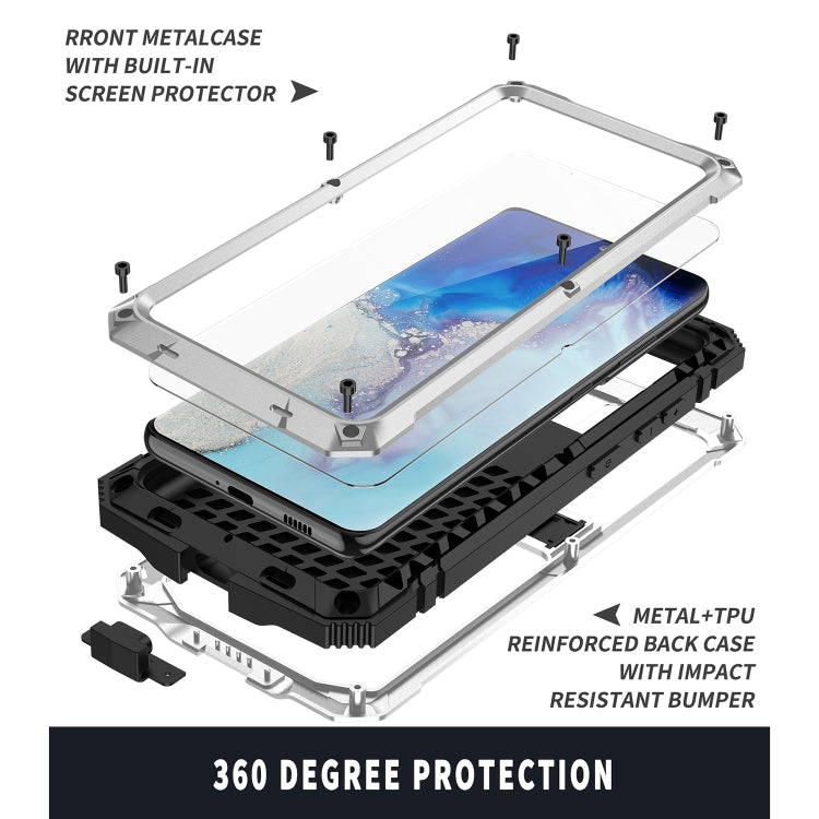 For Samsung Galaxy S21 Ultra 5G R-JUST Shockproof Waterproof Dust-proof Metal + Silicone Protective Case with Holder(Silver) - Galaxy S21 Ultra 5G Cases by R-JUST | Online Shopping UK | buy2fix
