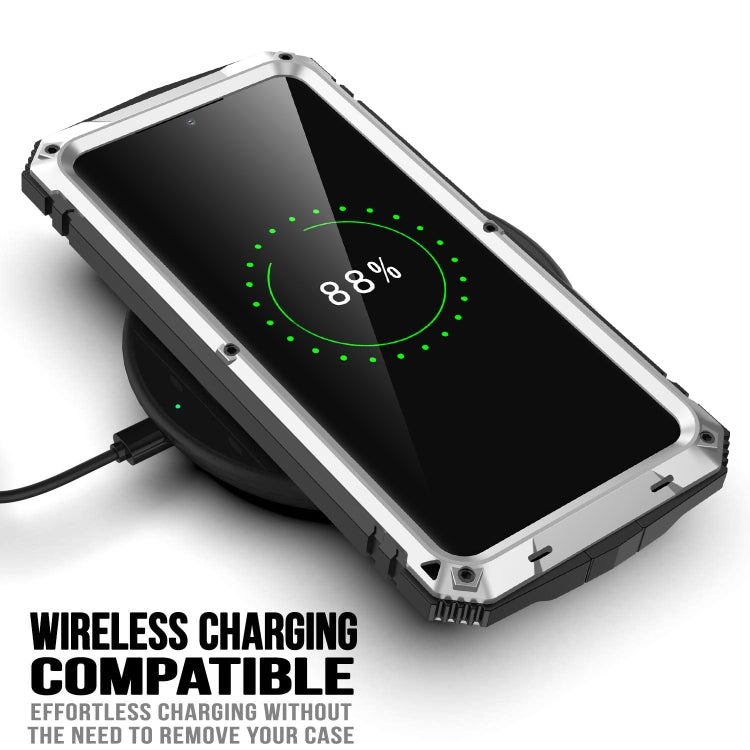 For Samsung Galaxy S21 Ultra 5G R-JUST Shockproof Waterproof Dust-proof Metal + Silicone Protective Case with Holder(Silver) - Galaxy S21 Ultra 5G Cases by R-JUST | Online Shopping UK | buy2fix