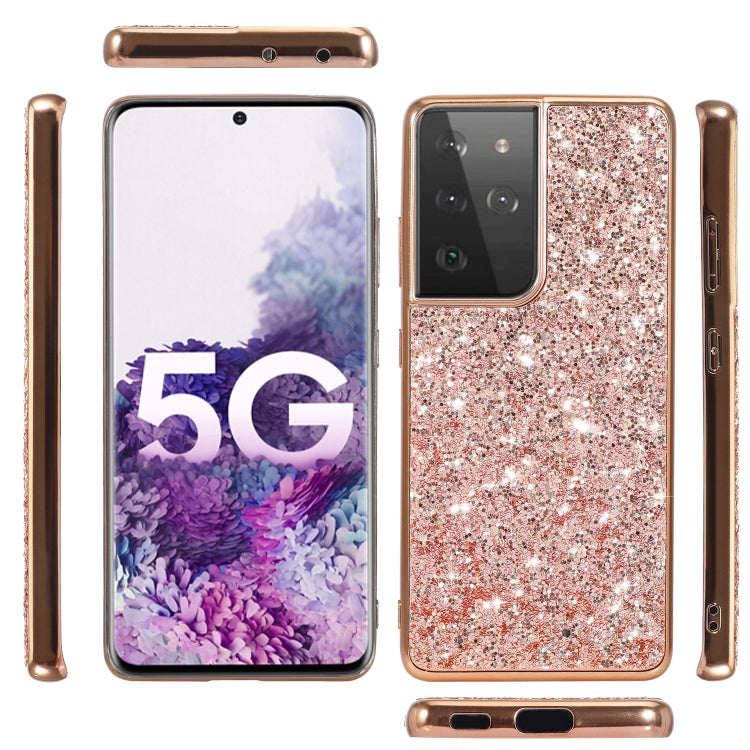 For Samsung Galaxy S21 Ultra 5G Glitter Powder Shockproof TPU Protective Case(Black) - Galaxy S21 Ultra 5G Cases by buy2fix | Online Shopping UK | buy2fix