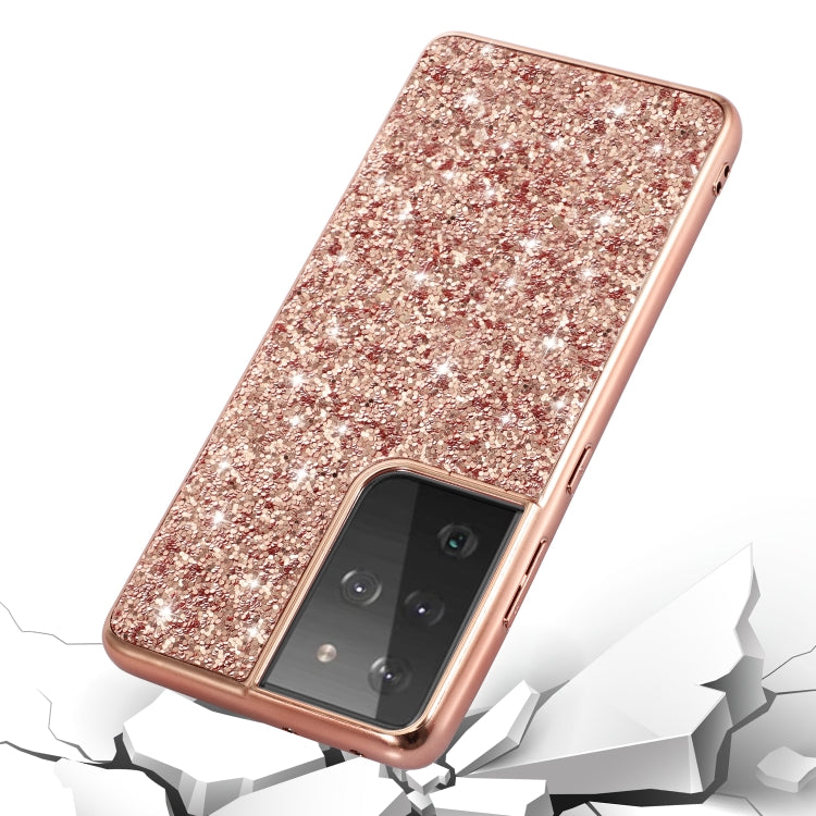 For Samsung Galaxy S21 Ultra 5G Glitter Powder Shockproof TPU Protective Case(Black) - Galaxy S21 Ultra 5G Cases by buy2fix | Online Shopping UK | buy2fix