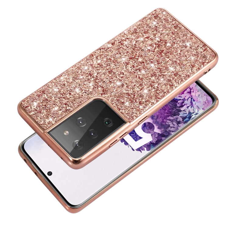For Samsung Galaxy S21 Ultra 5G Glitter Powder Shockproof TPU Protective Case(Black) - Galaxy S21 Ultra 5G Cases by buy2fix | Online Shopping UK | buy2fix
