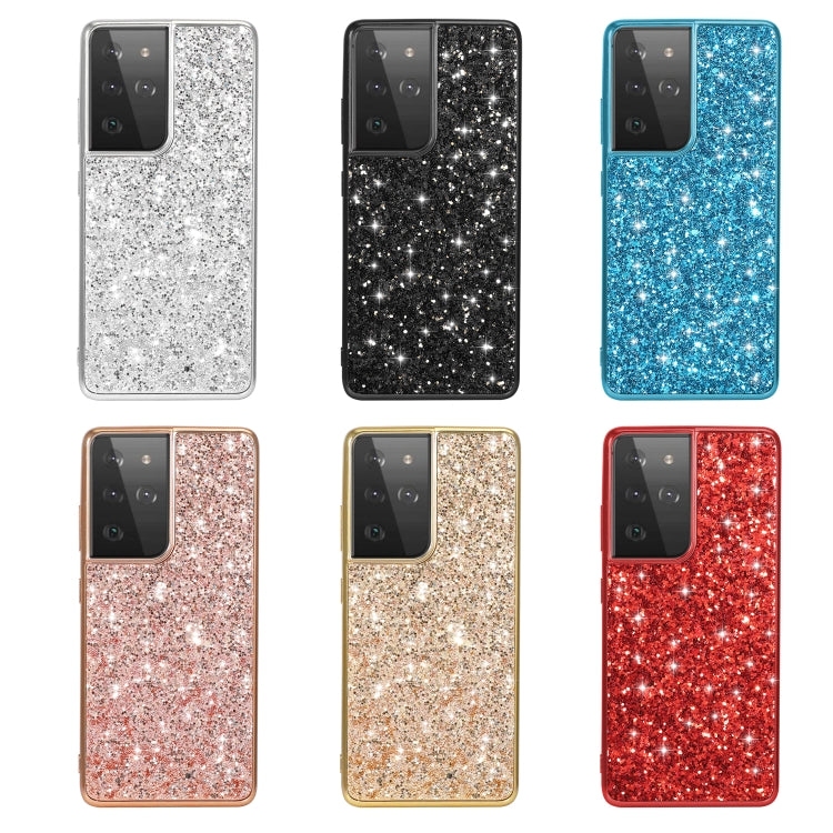 For Samsung Galaxy S21 Ultra 5G Glitter Powder Shockproof TPU Protective Case(Black) - Galaxy S21 Ultra 5G Cases by buy2fix | Online Shopping UK | buy2fix