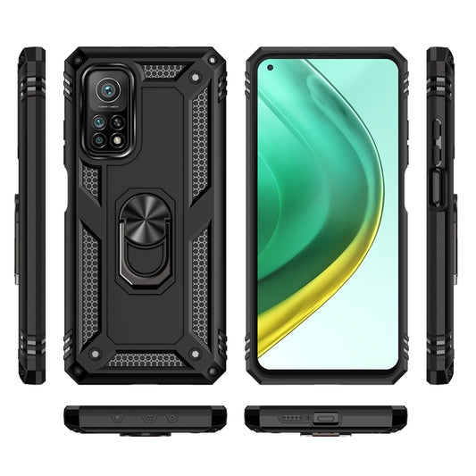 For Xiaomi Mi 10T Pro 5G Shockproof TPU + PC Protective Case with 360 Degree Rotating Holder(Black) by buy2fix