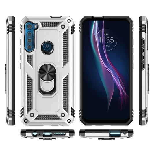 For Motorola Moto One Fusion Plus Shockproof TPU + PC Protective Case with 360 Degree Rotating Holder(Silver) by buy2fix