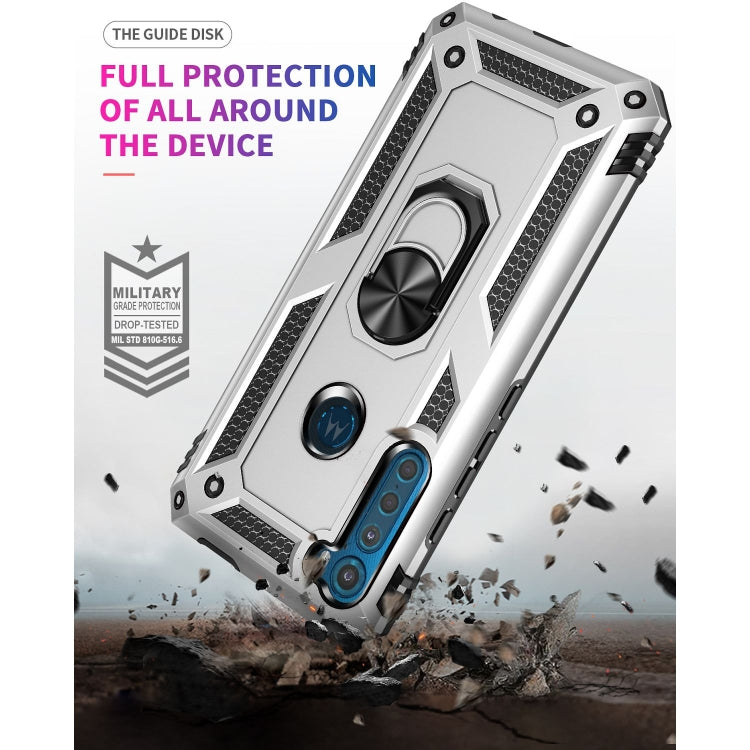 For Motorola Moto One Fusion Plus Shockproof TPU + PC Protective Case with 360 Degree Rotating Holder(Silver) - Motorola Cases by buy2fix | Online Shopping UK | buy2fix