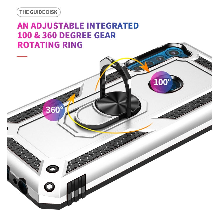 For Motorola Moto One Fusion Plus Shockproof TPU + PC Protective Case with 360 Degree Rotating Holder(Silver) - Motorola Cases by buy2fix | Online Shopping UK | buy2fix
