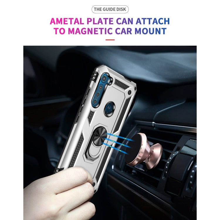 For Motorola Moto One Fusion Plus Shockproof TPU + PC Protective Case with 360 Degree Rotating Holder(Silver) - Motorola Cases by buy2fix | Online Shopping UK | buy2fix