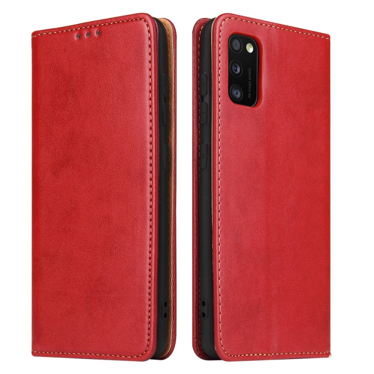 For Samsung Galaxy A41 Fierre Shann PU Leather Texture Horizontal Flip Case with Holder & Card Slots & Wallet(Red) - Galaxy Phone Cases by FIERRE SHANN | Online Shopping UK | buy2fix