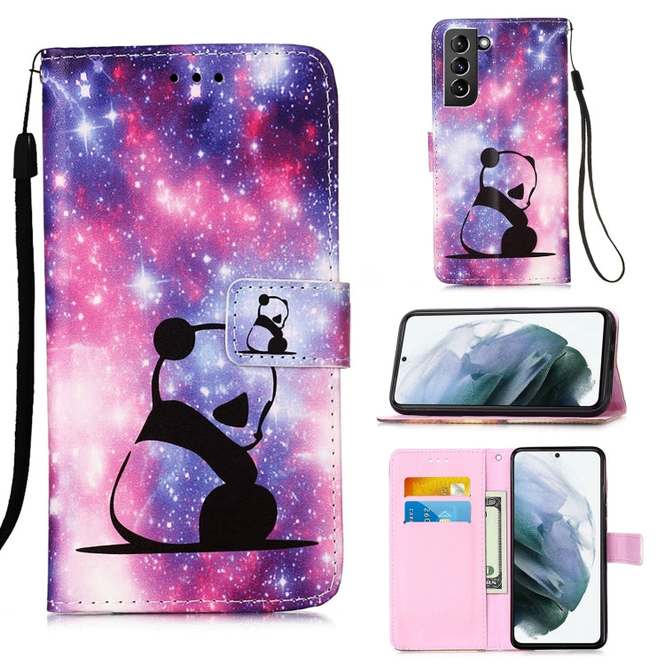 For Samsung Galaxy S21+ 5G Colored Drawing Pattern Plain Weave Horizontal Flip Leather Case with Holder & Card Slot & Wallet & Lanyard(Baby Panda) - Galaxy S21+ 5G Cases by buy2fix | Online Shopping UK | buy2fix
