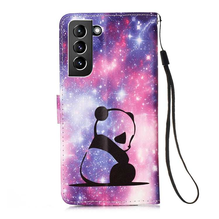 For Samsung Galaxy S21+ 5G Colored Drawing Pattern Plain Weave Horizontal Flip Leather Case with Holder & Card Slot & Wallet & Lanyard(Baby Panda) - Galaxy S21+ 5G Cases by buy2fix | Online Shopping UK | buy2fix