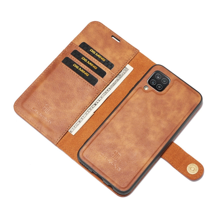 For Samsung Galaxy A12 DG.MING Crazy Horse Texture Flip Detachable Magnetic Leather Case with Holder & Card Slots & Wallet(Brown) - Galaxy Phone Cases by DG.MING | Online Shopping UK | buy2fix
