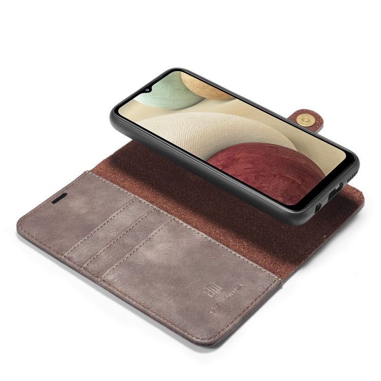 For Samsung Galaxy A12 DG.MING Crazy Horse Texture Flip Detachable Magnetic Leather Case with Holder & Card Slots & Wallet(Grey) by DG.MING