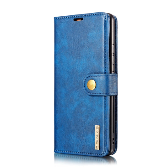 For Samsung Galaxy A12 DG.MING Crazy Horse Texture Flip Detachable Magnetic Leather Case with Holder & Card Slots & Wallet(Blue) by DG.MING