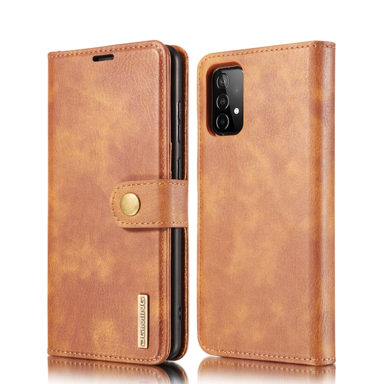 For Samsung Galaxy A52 5G / 4G DG.MING Crazy Horse Texture Flip Detachable Magnetic Leather Case with Holder & Card Slots & Wallet(Brown) - Galaxy Phone Cases by DG.MING | Online Shopping UK | buy2fix