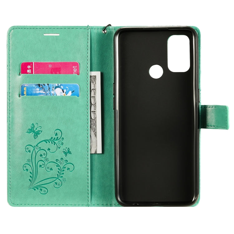 For OPPO A53 (2020) / A53s / A33 (2020) / A32 3D Butterflies Embossing Pattern Horizontal Flip Leather Case with Holder & Card Slot & Wallet(Green) - OPPO Cases by buy2fix | Online Shopping UK | buy2fix