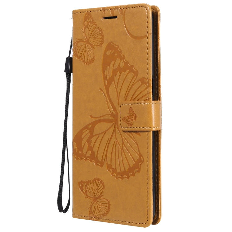For OPPO Reno4 4G 3D Butterflies Embossing Pattern Horizontal Flip Leather Case with Holder & Card Slot & Wallet(Yellow) - OPPO Cases by buy2fix | Online Shopping UK | buy2fix