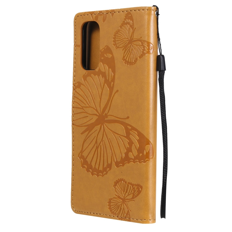 For OPPO Reno4 4G 3D Butterflies Embossing Pattern Horizontal Flip Leather Case with Holder & Card Slot & Wallet(Yellow) - OPPO Cases by buy2fix | Online Shopping UK | buy2fix