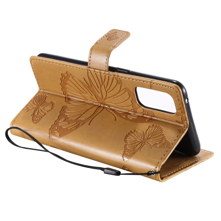 For OPPO Reno4 4G 3D Butterflies Embossing Pattern Horizontal Flip Leather Case with Holder & Card Slot & Wallet(Yellow) - OPPO Cases by buy2fix | Online Shopping UK | buy2fix