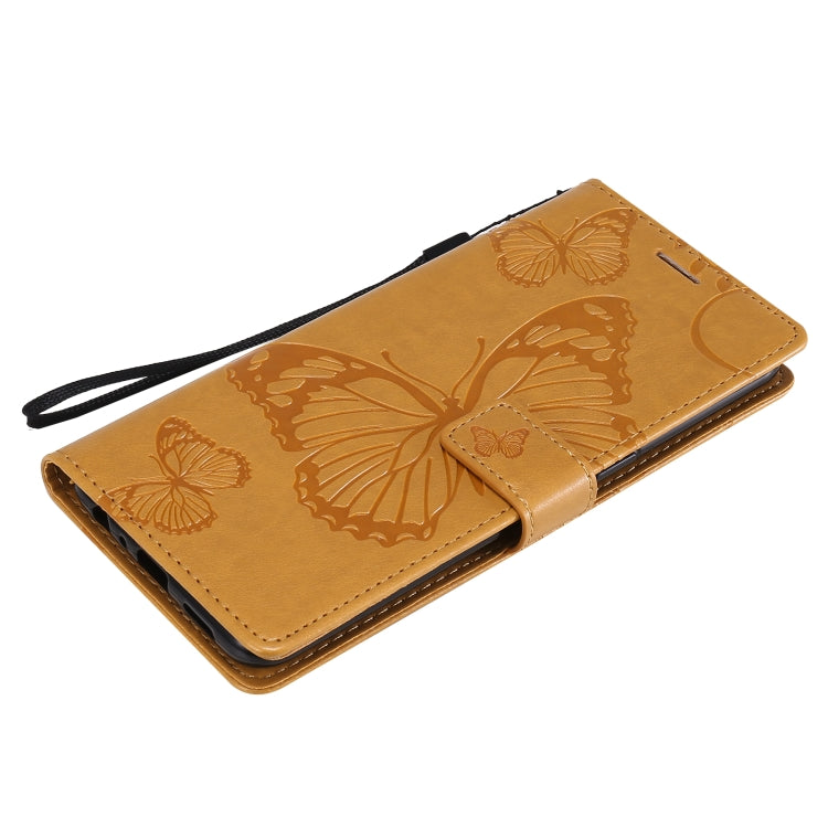 For OPPO Reno4 4G 3D Butterflies Embossing Pattern Horizontal Flip Leather Case with Holder & Card Slot & Wallet(Yellow) - OPPO Cases by buy2fix | Online Shopping UK | buy2fix