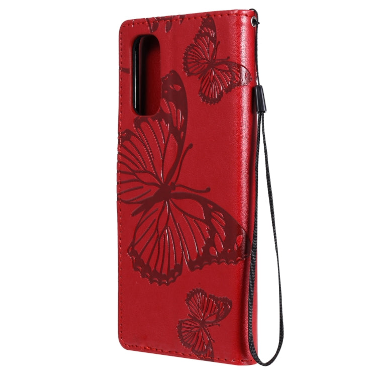 For OPPO Reno4 4G 3D Butterflies Embossing Pattern Horizontal Flip Leather Case with Holder & Card Slot & Wallet(Red) - OPPO Cases by buy2fix | Online Shopping UK | buy2fix