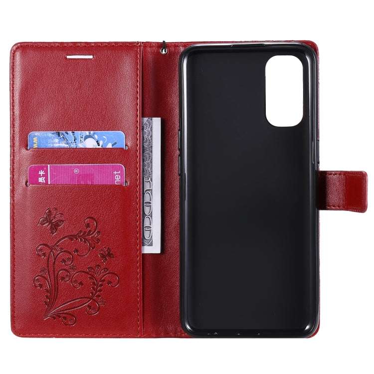 For OPPO Reno4 4G 3D Butterflies Embossing Pattern Horizontal Flip Leather Case with Holder & Card Slot & Wallet(Red) - OPPO Cases by buy2fix | Online Shopping UK | buy2fix