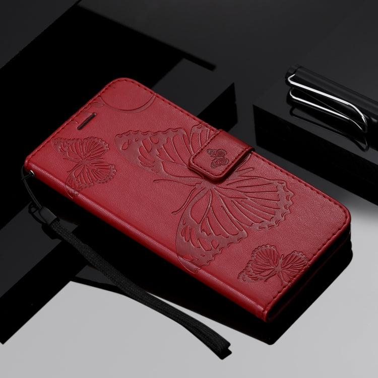 For OPPO Reno4 4G 3D Butterflies Embossing Pattern Horizontal Flip Leather Case with Holder & Card Slot & Wallet(Red) - OPPO Cases by buy2fix | Online Shopping UK | buy2fix