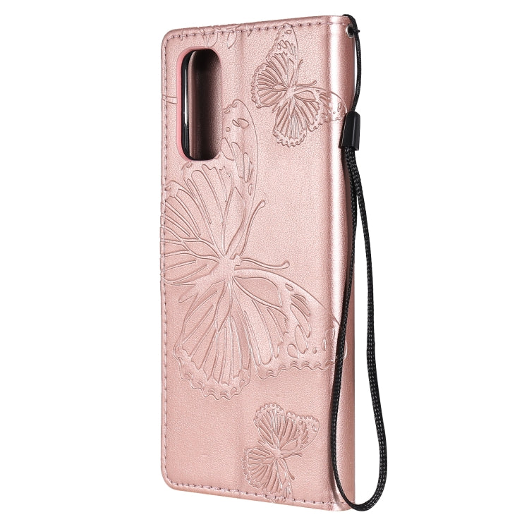 For OPPO Reno4 4G 3D Butterflies Embossing Pattern Horizontal Flip Leather Case with Holder & Card Slot & Wallet(Rose Gold) - OPPO Cases by buy2fix | Online Shopping UK | buy2fix