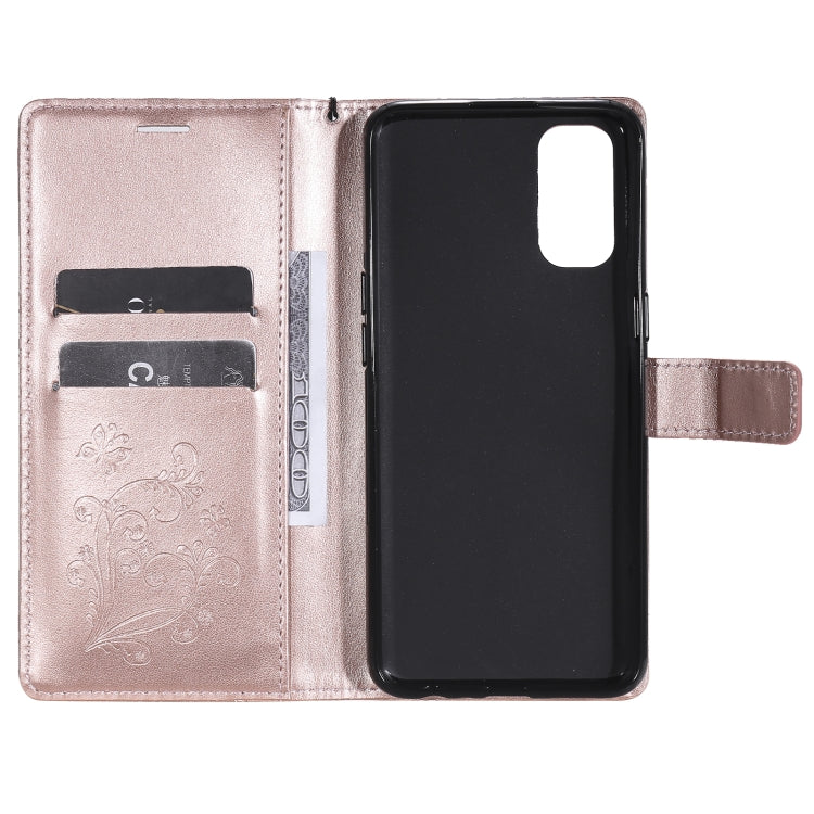 For OPPO Reno4 4G 3D Butterflies Embossing Pattern Horizontal Flip Leather Case with Holder & Card Slot & Wallet(Rose Gold) - OPPO Cases by buy2fix | Online Shopping UK | buy2fix