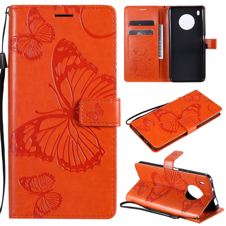 For Huawei Y9a 3D Butterflies Embossing Pattern Horizontal Flip Leather Case with Holder & Card Slot & Wallet(Orange) - Huawei Cases by buy2fix | Online Shopping UK | buy2fix