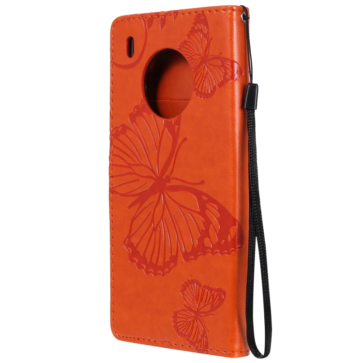 For Huawei Y9a 3D Butterflies Embossing Pattern Horizontal Flip Leather Case with Holder & Card Slot & Wallet(Orange) - Huawei Cases by buy2fix | Online Shopping UK | buy2fix