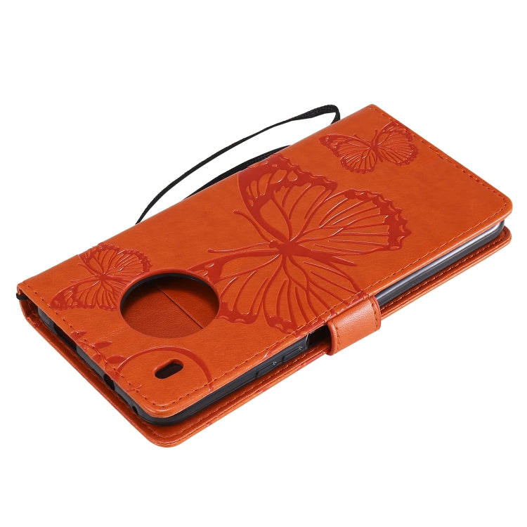 For Huawei Y9a 3D Butterflies Embossing Pattern Horizontal Flip Leather Case with Holder & Card Slot & Wallet(Orange) - Huawei Cases by buy2fix | Online Shopping UK | buy2fix