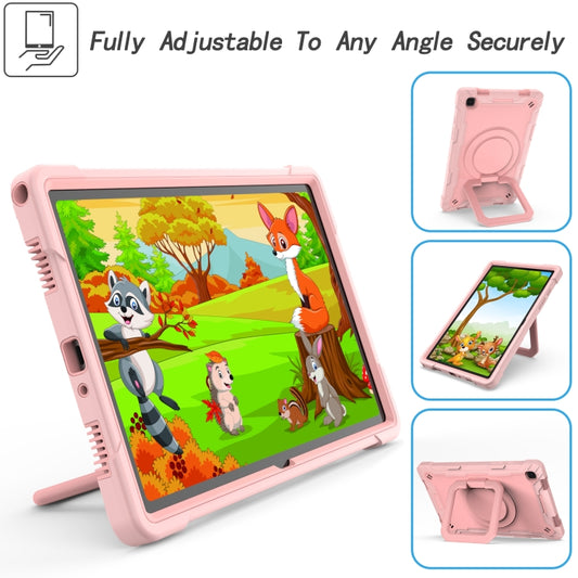 For Samsung Galaxy Tab A7 10.4 (2020) T500 / T505 Contrast Color Shockproof Robot Silicone + PC Case with Wristband Holder(Rose Gold) - Other Galaxy Tab PC by buy2fix | Online Shopping UK | buy2fix
