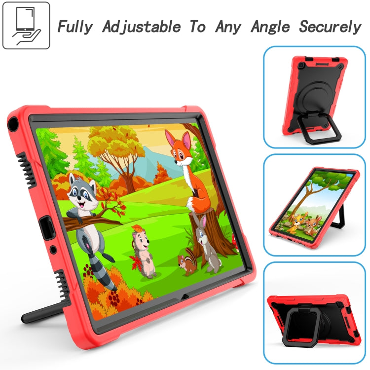 For Samsung Galaxy Tab A7 10.4 (2020) T500 / T505 Contrast Color Shockproof Robot Silicone + PC Case with Wristband Holder(Red + Black) - Other Galaxy Tab PC by buy2fix | Online Shopping UK | buy2fix