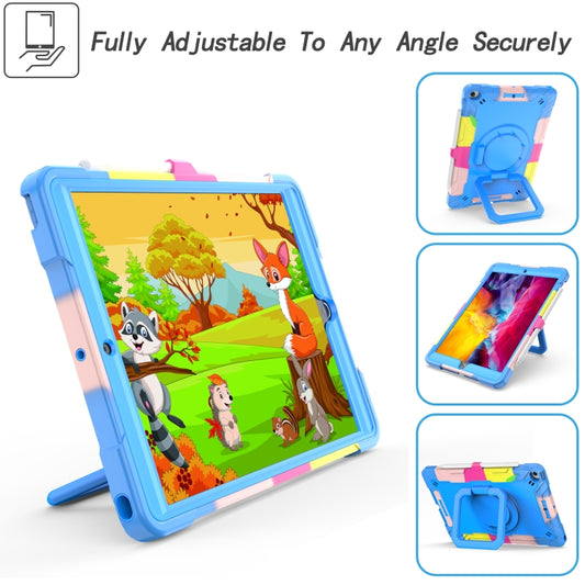 For iPad 10.2 2021 / 2020 / 2019 Contrast Color Shockproof Robot Silicone + PC Case with Wristband Holder(Camouflage + Blue) - iPad 10.2 Cases by buy2fix | Online Shopping UK | buy2fix