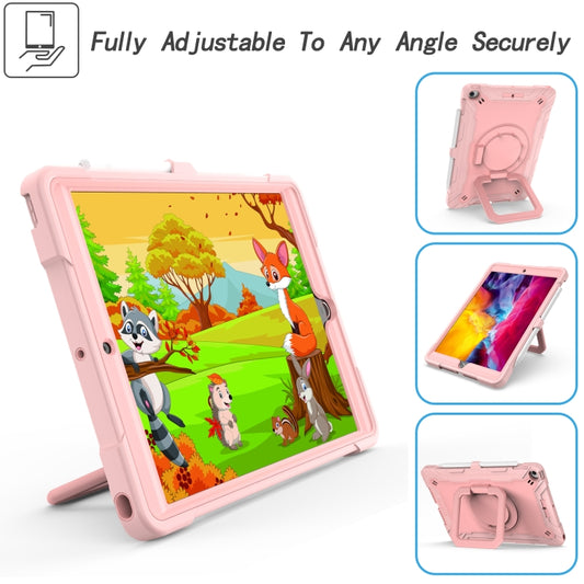 For iPad 10.2 2021 / 2020 / 2019 Contrast Color Shockproof Robot Silicone + PC Case with Wristband Holder(Rose Gold) by buy2fix