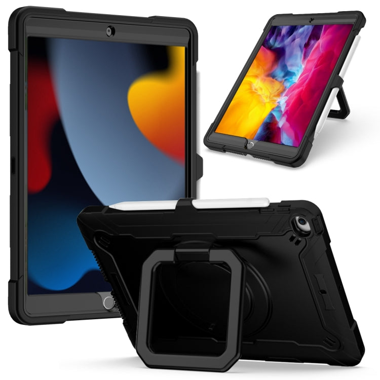 For iPad 10.2 2021 / 2020 / 2019 Contrast Color Shockproof Robot Silicone + PC Case with Wristband Holder(Black) - iPad 10.2 Cases by buy2fix | Online Shopping UK | buy2fix