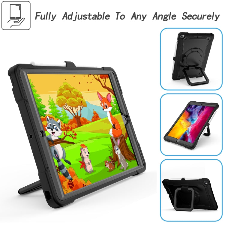 For iPad 10.2 2021 / 2020 / 2019 Contrast Color Shockproof Robot Silicone + PC Case with Wristband Holder(Black) - iPad 10.2 Cases by buy2fix | Online Shopping UK | buy2fix