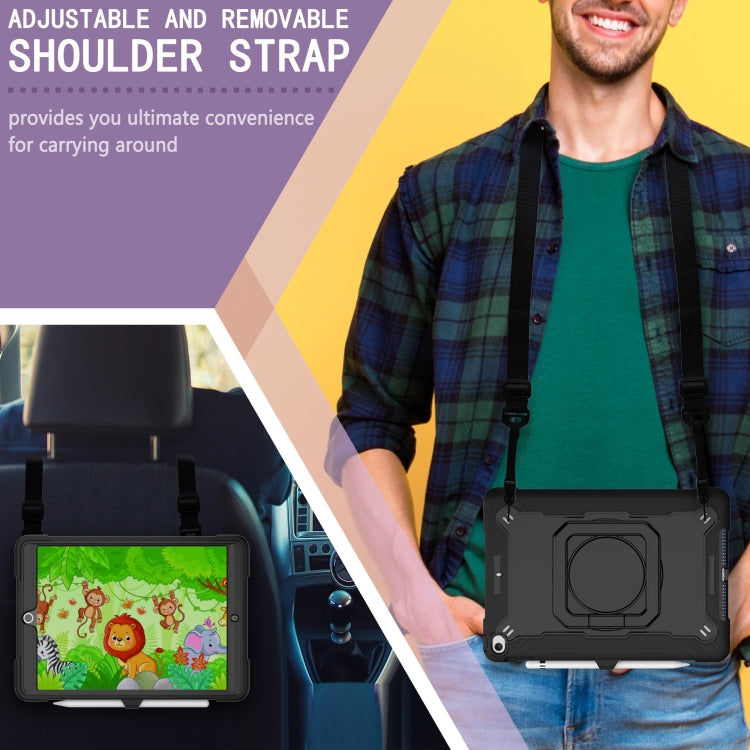 For iPad 10.2 2021 / 2020 / 2019 Contrast Color Shockproof Robot Silicone + PC Case with Wristband Holder(Black) - iPad 10.2 Cases by buy2fix | Online Shopping UK | buy2fix