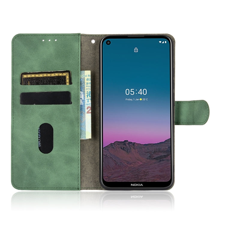 For Nokia 5.4 Solid Color Skin Feel Magnetic Buckle Horizontal Flip Calf Texture PU Leather Case with Holder & Card Slots & Wallet(Green) - Nokia Cases by buy2fix | Online Shopping UK | buy2fix