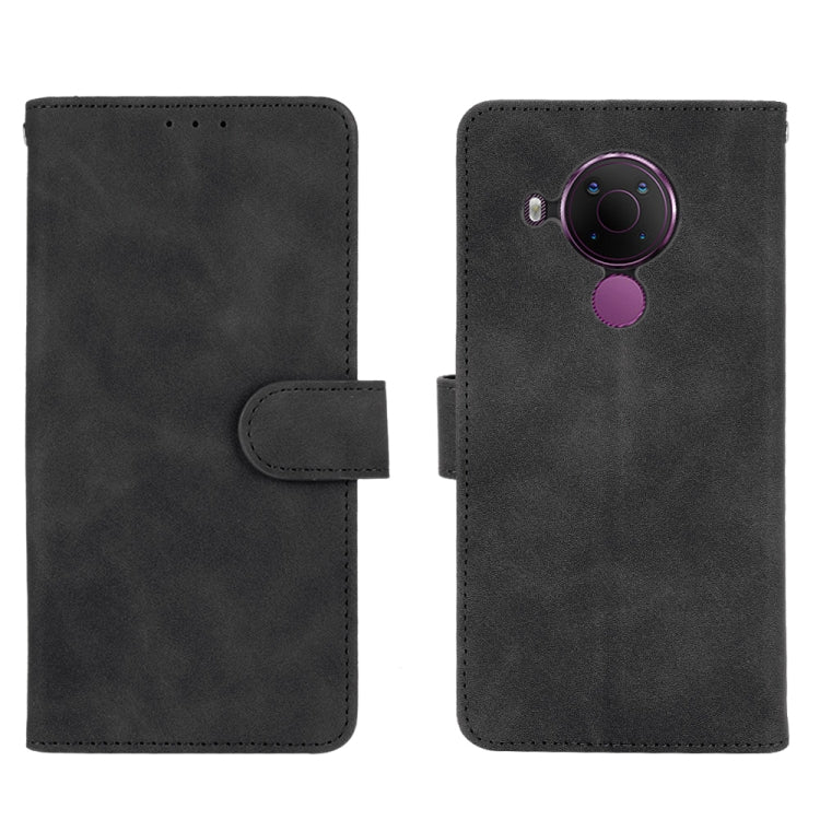 For Nokia 5.4 Solid Color Skin Feel Magnetic Buckle Horizontal Flip Calf Texture PU Leather Case with Holder & Card Slots & Wallet(Black) - Nokia Cases by buy2fix | Online Shopping UK | buy2fix