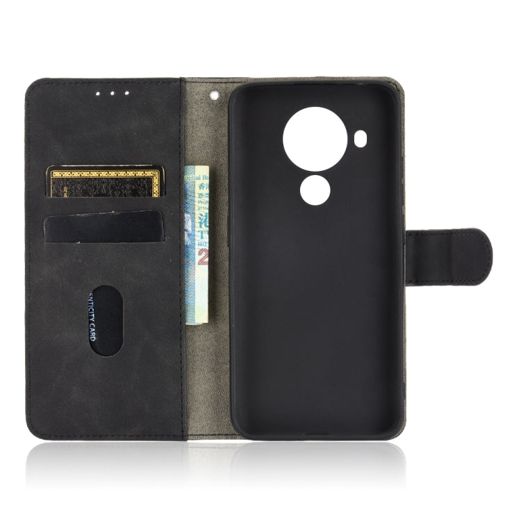 For Nokia 5.4 Solid Color Skin Feel Magnetic Buckle Horizontal Flip Calf Texture PU Leather Case with Holder & Card Slots & Wallet(Black) - Nokia Cases by buy2fix | Online Shopping UK | buy2fix