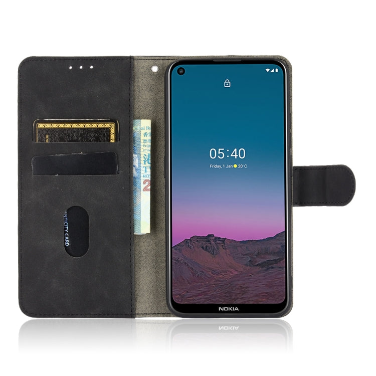 For Nokia 5.4 Solid Color Skin Feel Magnetic Buckle Horizontal Flip Calf Texture PU Leather Case with Holder & Card Slots & Wallet(Black) - Nokia Cases by buy2fix | Online Shopping UK | buy2fix