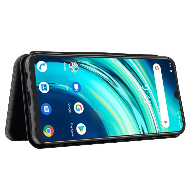 For UMIDIGI A9 Pro Carbon Fiber Texture Horizontal Flip TPU + PC + PU Leather Case with Card Slot(Black) - More Brand by buy2fix | Online Shopping UK | buy2fix