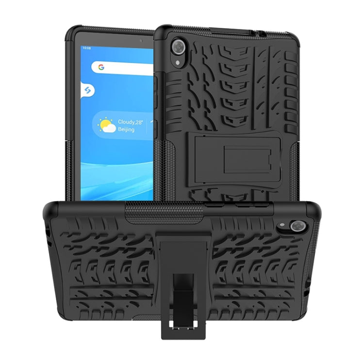 For Lenovo Tab M8 (2020) TB-8705F 8.0 inch Tire Texture Shockproof TPU+PC Protective Case with Holder(Black) - Lenovo by buy2fix | Online Shopping UK | buy2fix