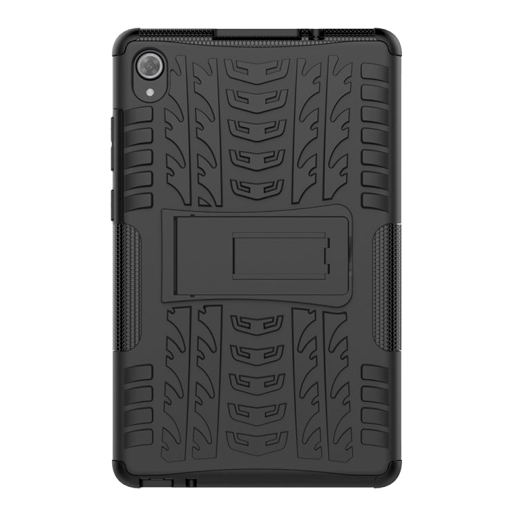 For Lenovo Tab M8 (2020) TB-8705F 8.0 inch Tire Texture Shockproof TPU+PC Protective Case with Holder(Black) - Lenovo by buy2fix | Online Shopping UK | buy2fix