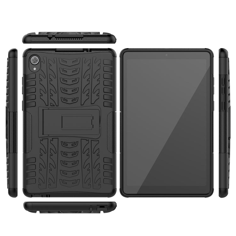 For Lenovo Tab M8 (2020) TB-8705F 8.0 inch Tire Texture Shockproof TPU+PC Protective Case with Holder(Black) - Lenovo by buy2fix | Online Shopping UK | buy2fix